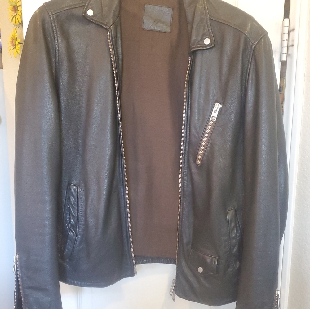 Men's Allsaints Classic Black Leather Jacket